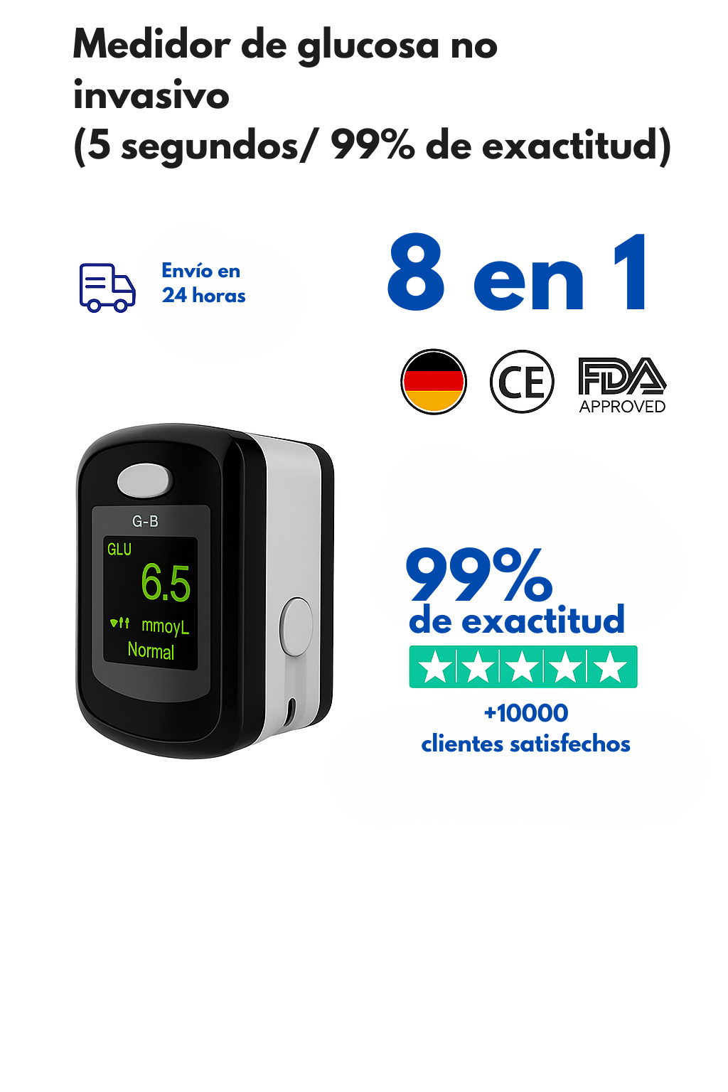 📱MONITOR GLUCOSA SIN PINCHAZOS GLUCOSMART - 60% DE DESCUENTO - PEDIR Y PAGAR EN CASA ✅